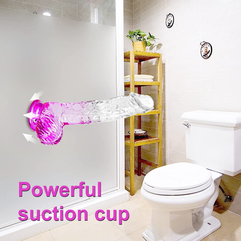 Realistic Clear Cute Purple Dildo - Life Like Adult Sex Toy for Women Pleasure, 6 Inch Fake Small Thin Dildo with Suction Cup fo