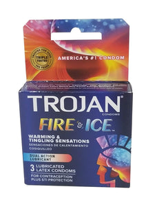 Trojan Pleasure Fire & Ice Dual Action Ultrasmooth Lubricated Premium Latex Condoms - 12 Packs 3 Condoms In Each Pack (36 Condoms Total)