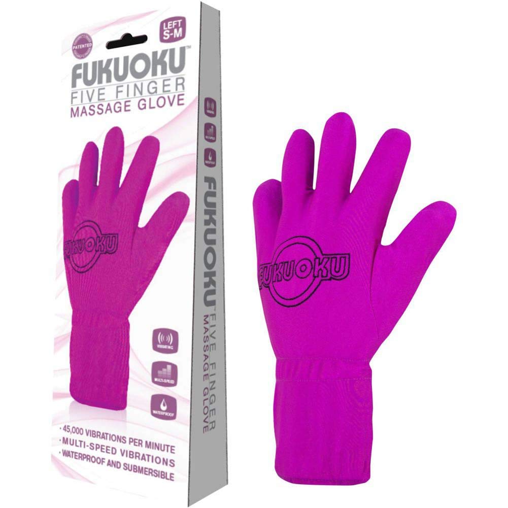 Fukuoku Pink Right Hand Five Finger Vibrating Massage Glove - (Fits Small To Medium Hand)