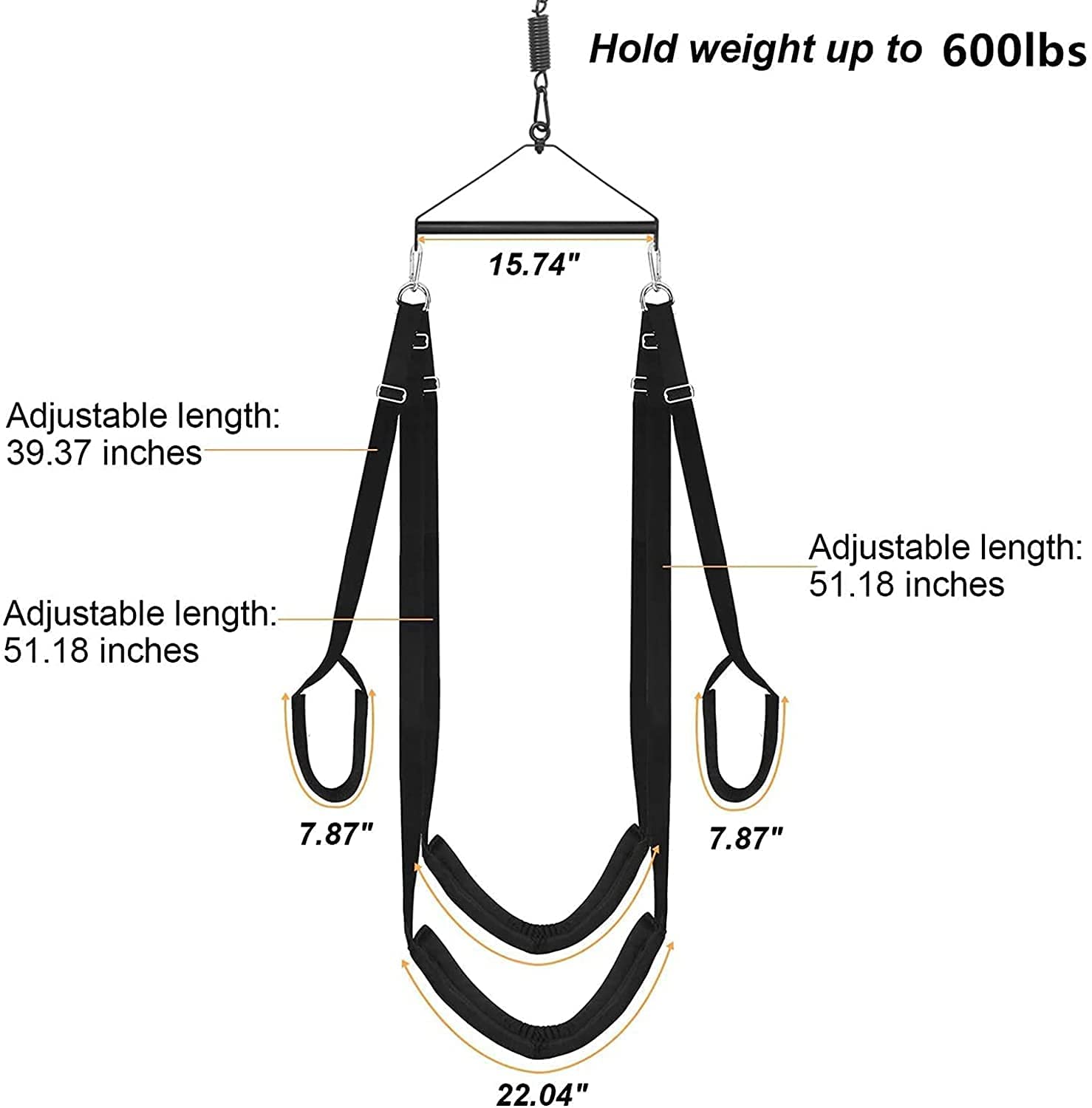 3rd Generation Sex Swing - 360 Spinning Trapeze with Fluffy Liner & Steel Triangle Support - 600 lbs Capacity for Couples