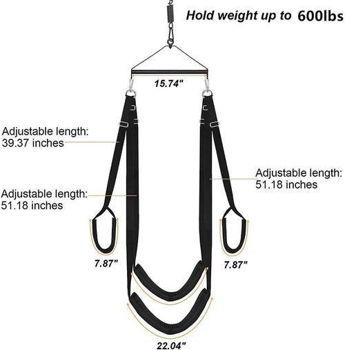 3rd Generation Sex Swing - 360 Spinning Trapeze with Fluffy Liner & Steel Triangle Support - 600 lbs Capacity for Couples