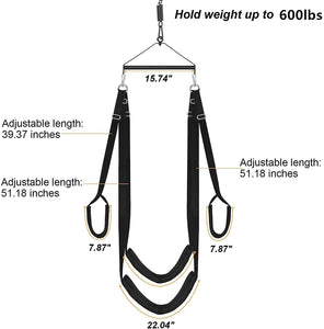 3rd Generation Sex Swing - 360 Spinning Trapeze with Fluffy Liner & Steel Triangle Support - 600 lbs Capacity for Couples