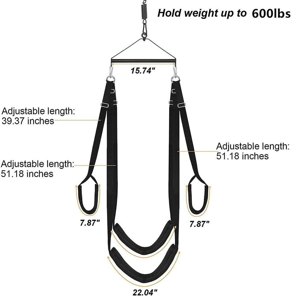 3rd Generation Sex Swing - 360 Spinning Trapeze with Fluffy Liner & Steel Triangle Support - 600 lbs Capacity for Couples