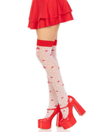 Spandex sheer polka dot mushroom thigh highs.