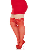 Plus Size Stay Up Lace Top Spandex Sheer Thigh Highs