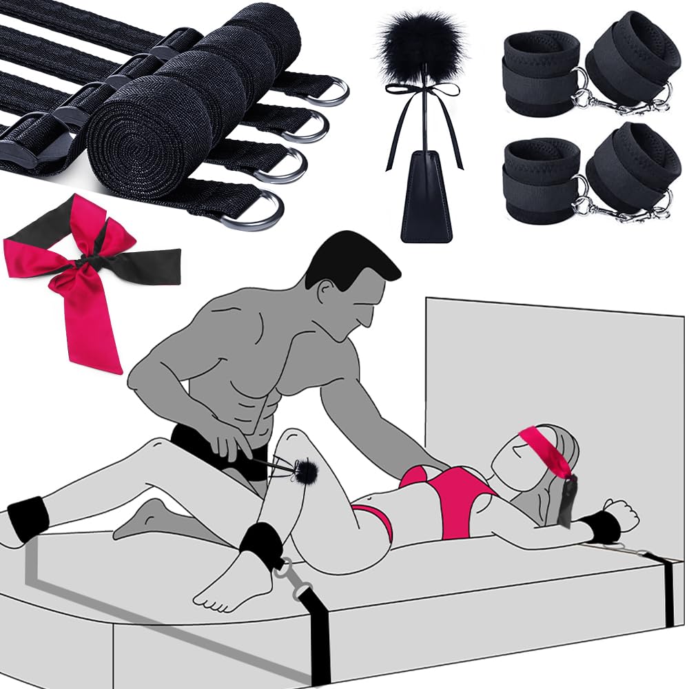 Sex Toys Bondage BDSM Restraints, Couples Sex Toys Bondage Restraints BDSM Kit, 75 ' ' Adjustable Bed Restraints Sex Straps Set