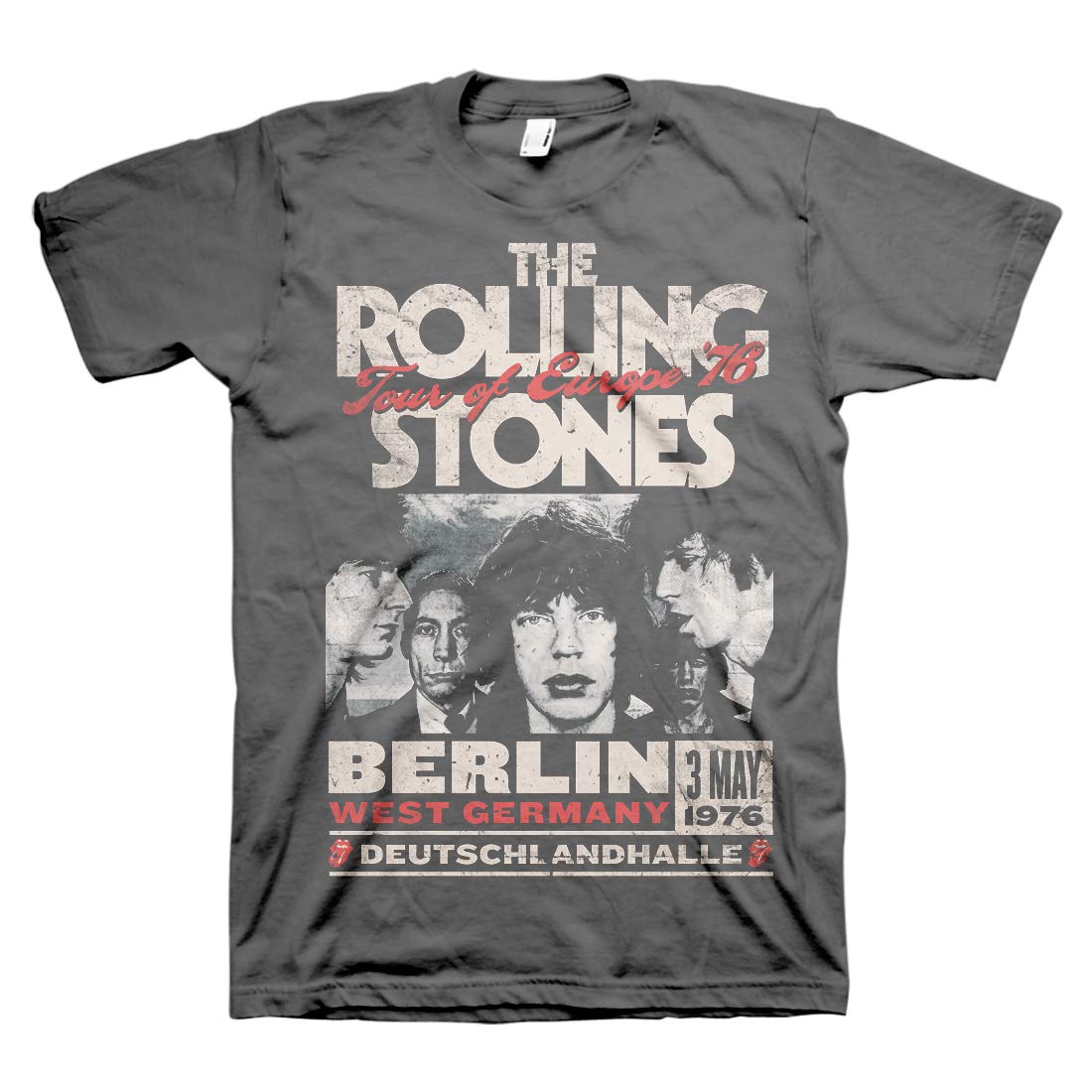 Rolling Stones Europe 76 Tour Charcoal T-Shirt Charcoal XX-Large