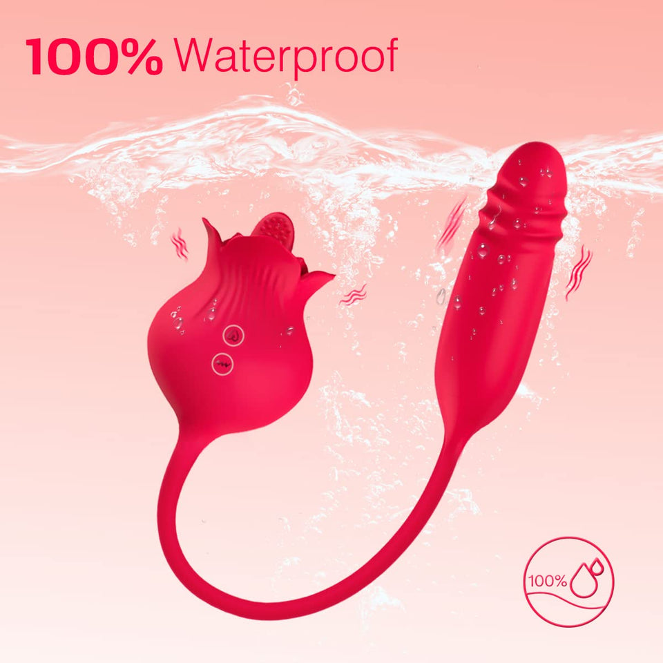 Rose Toy Vibrator for Woman,Clitoral Tongue Vibrator Sex Toys with 10 Speed Modes,G-spot Dildo Rose Nipple Massager Licking Stim