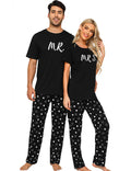 EISHOPEER Womens Pajama Set Printed Short Sleeve Top & Long Pants Sleepwear Pjs Sets S Black