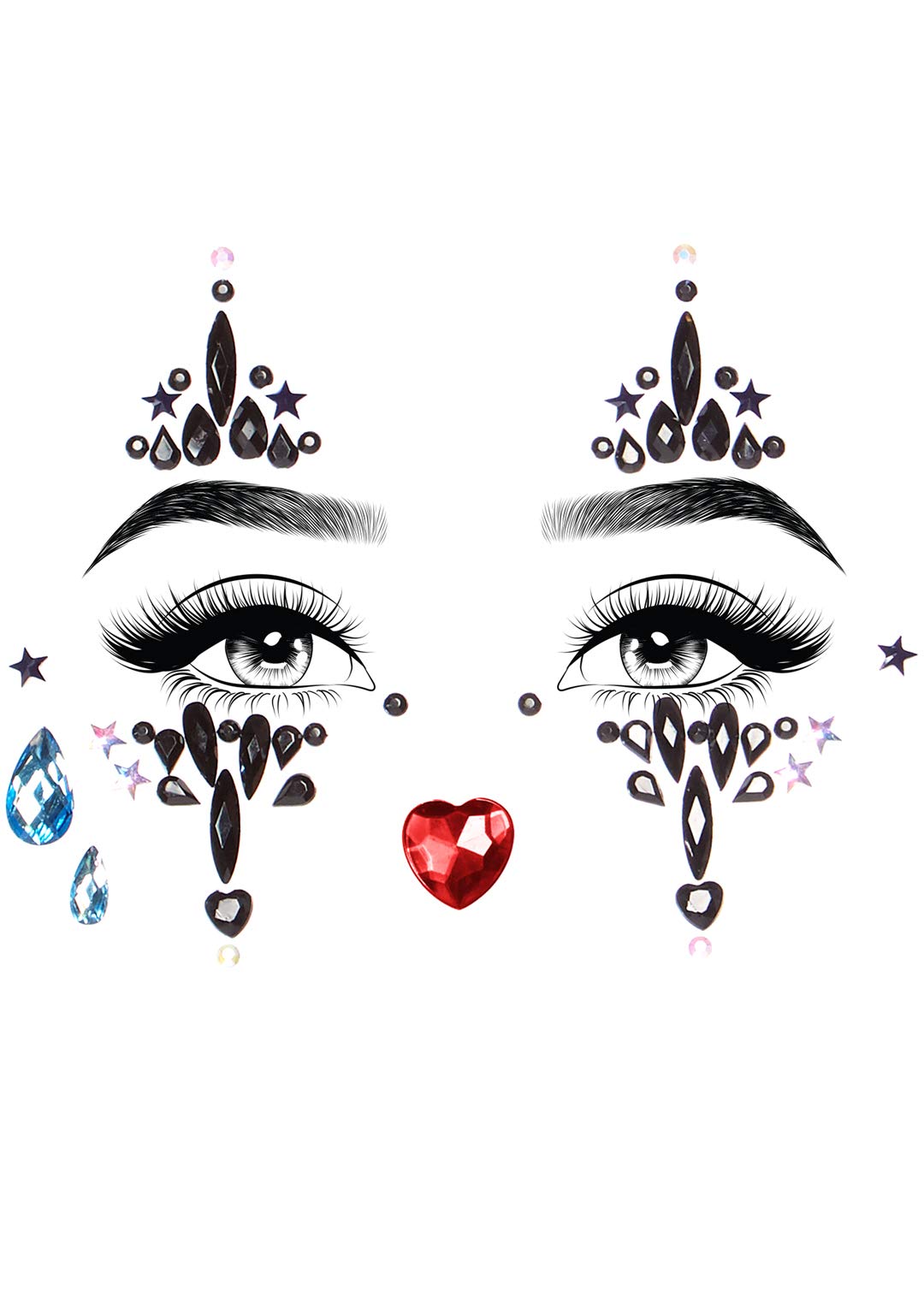 Leg Avenue Harlequin adhesive face jewels Multicolor Color