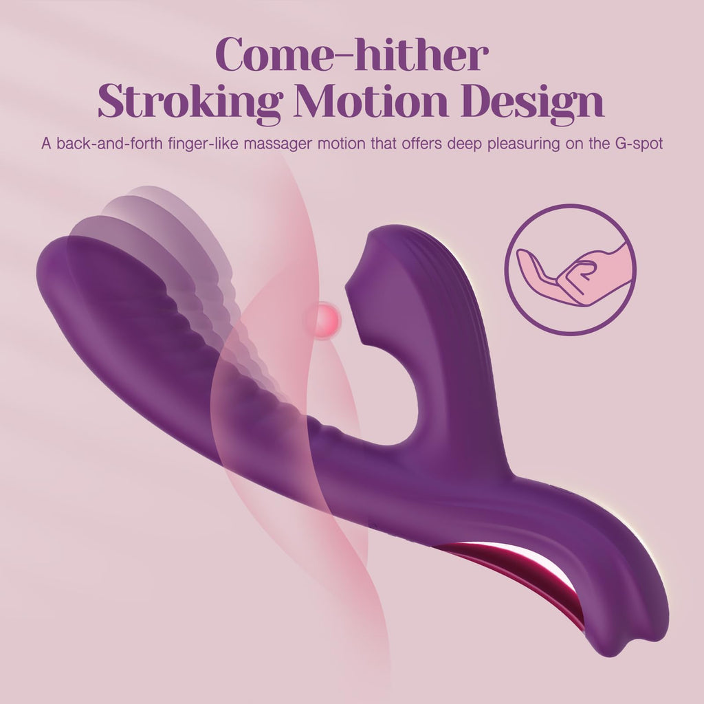 Tracy's Dog Come-Hither Rabbit Sucking Vibrator for Clitoral G Spot Stimulation, Adult Sex Toys for Women Couple, Vibrating Fing