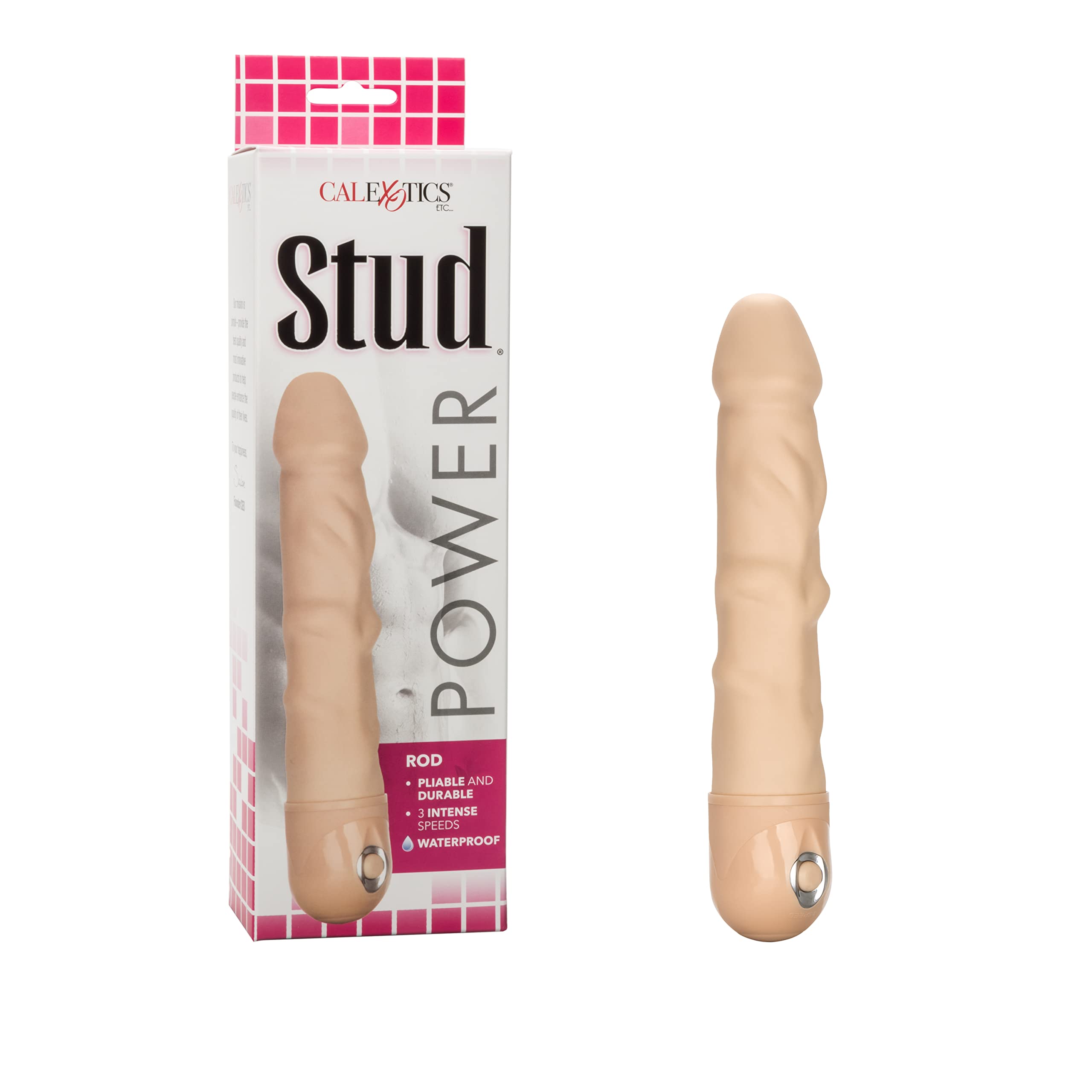 CalExotics Waterproof Power Stud Rod Dildo, Ivory