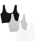 Fruit of The Loom WomenS 360 Stretch Seamless Longline Sport Bra 3 Pack, Comfortable Wireless Bras, Seamless Full-Coverage for A