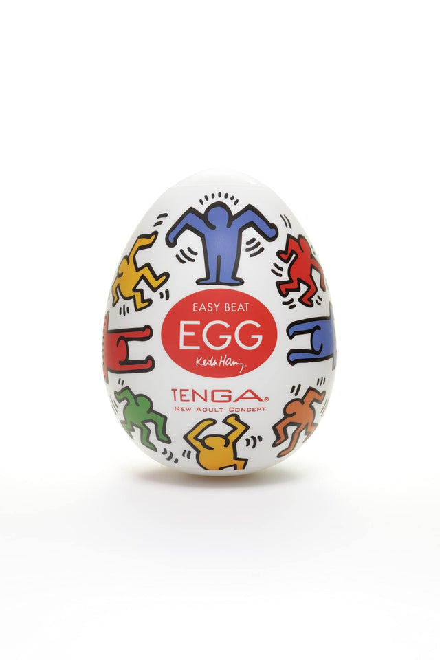 Tenga X Keith Haring For Mens Masturbation, Single-Use Prelubricated Stimulating Toy Party, White, 1 Count