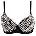 Kimring Womens Steampunk B Cup Spike Studs Rivet Party Club Rave Underwire Sport Bras Tops Silver X-Large