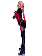 2 Pc Chaos Cutie, Includes Two-Tone Zip Up Catsuit With Buckle Detail And Belt With Attached Garter.