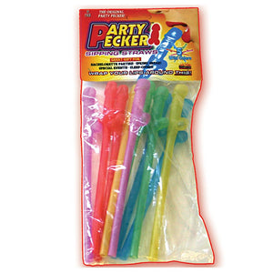Party Pecker Sipping Straws 10 Pc Bag - 5 Assorted Colors