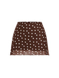 Verdusa Womens Polka Dots Mini Skirt Y2K Vintage Mesh Country Concert Outifits Chocolate Brown Medium