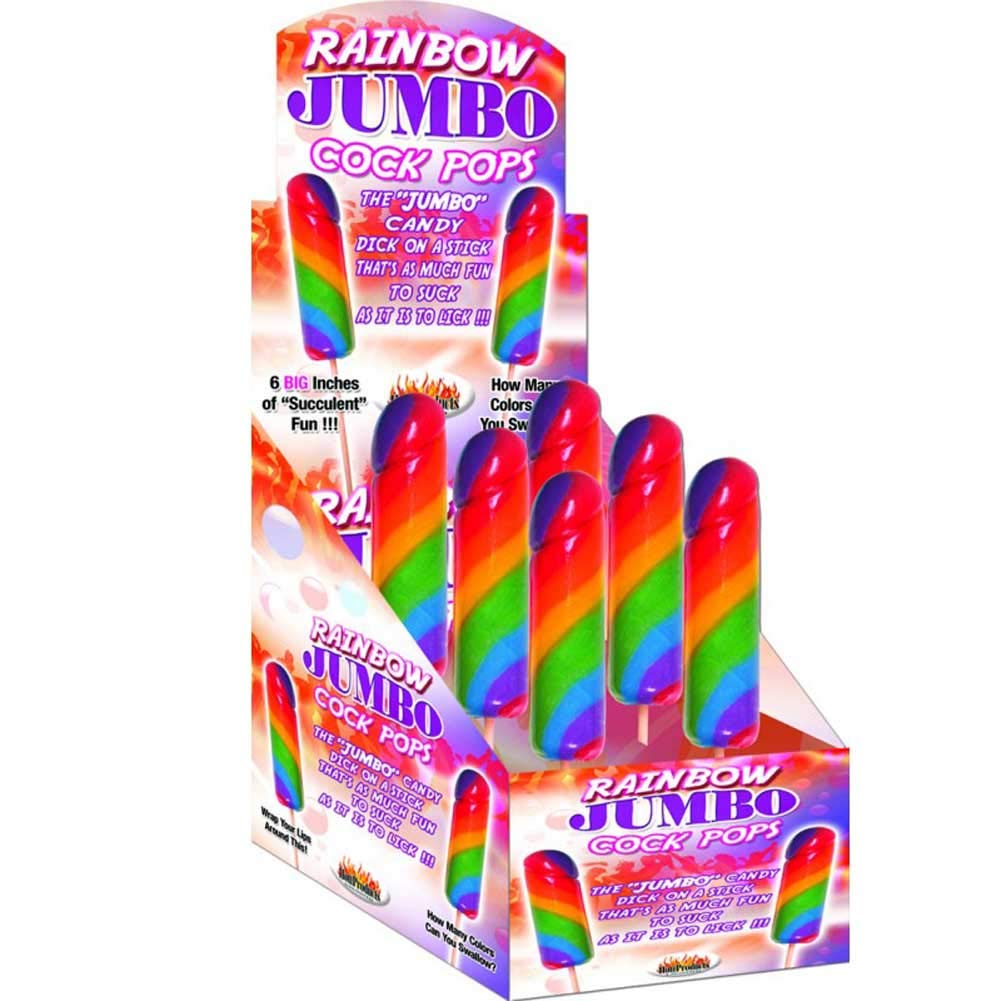 Jumbo Rainbow Cock Pops 6 Piece Display