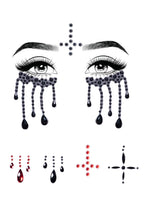 Possessed Adhesive Face Jewels - O/S / Black/Red