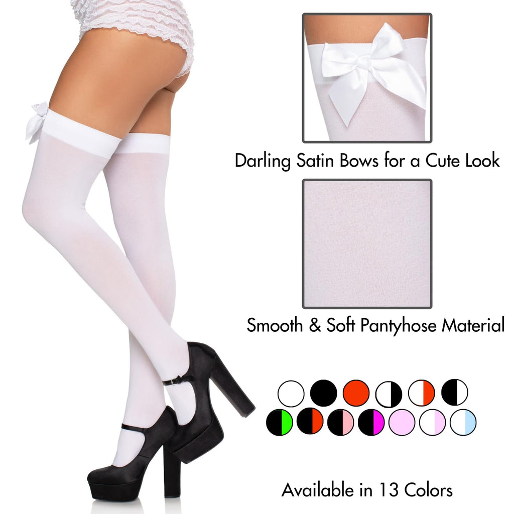 Nylon Over The Knee W/Bow O/S