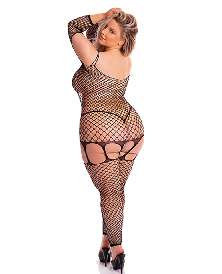 In My Head Net Bodystocking - Queen Size - Black
