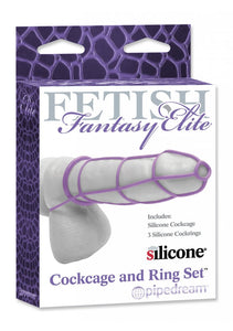 Fetish Fantasy Elite Cock Cage  Ring Set  Purple  25 Ounce
