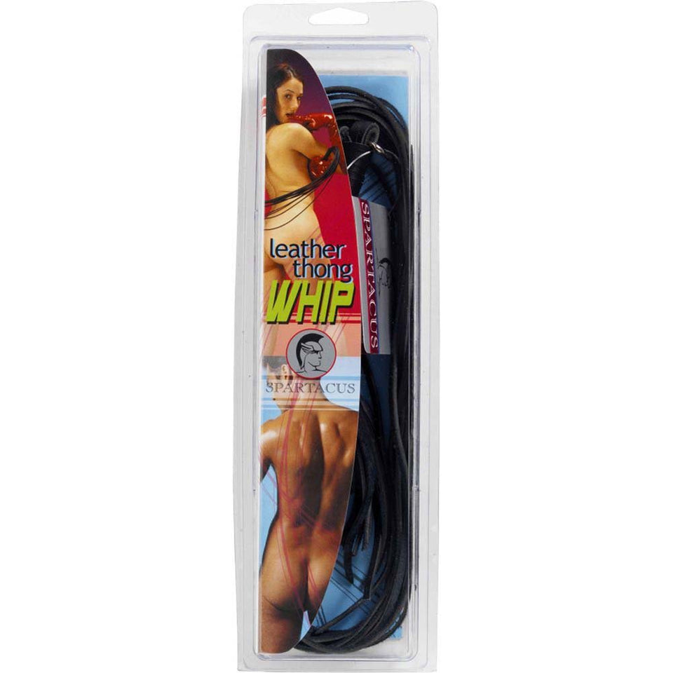 Spartacus Leather Thong Whip, Black, 20 Inch
