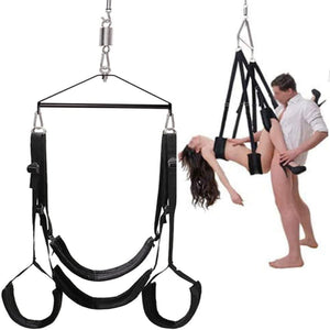 3rd Generation Sex Swing - 360 Spinning Trapeze with Fluffy Liner & Steel Triangle Support - 600 lbs Capacity for Couples