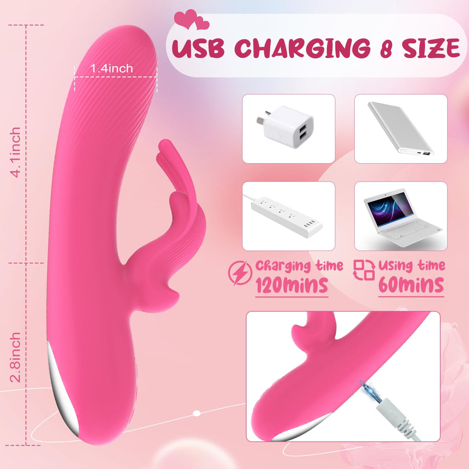Rabbit Vibrator Dildo Dual Motors 10 Vibration Modes G Spot Clitoral Stimulator Rechargeable Silicone Waterproof Dildos Sex Adul