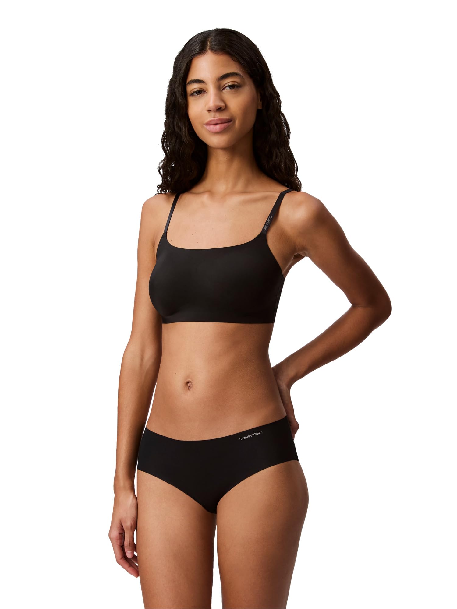 Calvin Klein Invisibles Comfort Seamless Adjustable Skinny Strap Bralette Bra Black