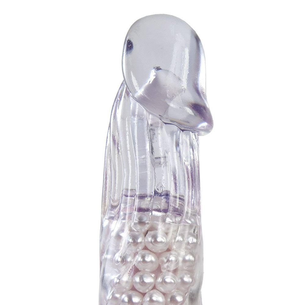 Nasstoys Pearl Ecstasy Rabbit 7.5-Inch Jelly Penis Vibrator, Beaded Reversible Rotating Shaft, Lavender