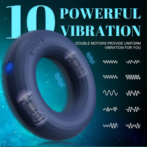Vibrating Cock Ring with Uniqe O-Shape Design, Silicone Penis Rings Vibrator with 10 Vibration Modes, Double Motors Mens Vibrato