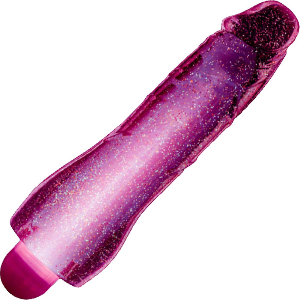 Blush Novelties Molly 8 Inch Realistic Soft Multi Speed Glitter Vibrator with Muliple Colored Lights - Fragrance Free Easy to Cl