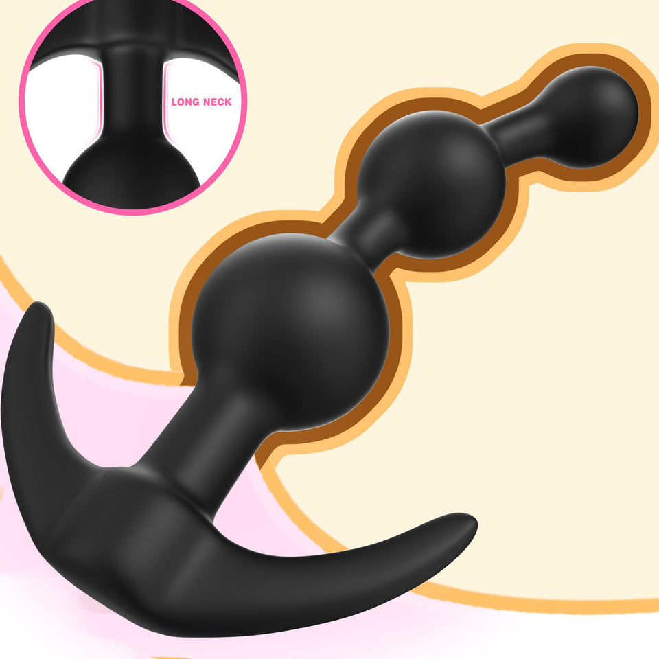 Anal Beads Butt Plug Prostate Massager Sex Toy with Narrow Flared Base and Graduated Beads for Comfortable Long Term Wear Sex To