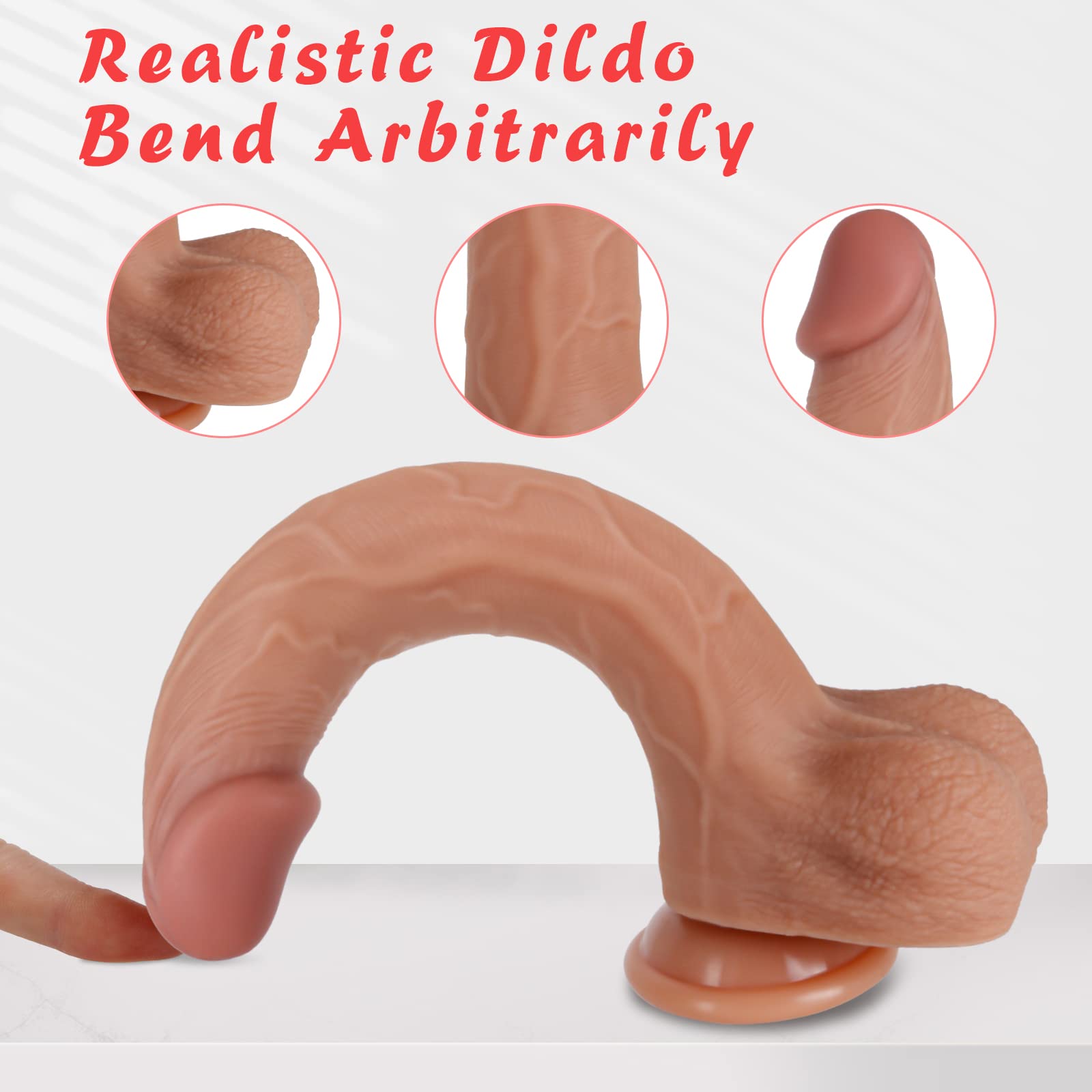 7.9 '' Silicone Realistic Dildos Sex Toy with Strong Suction Cup for Hands-Free, Flexible Lifelike Sex Toys, Anal Adult Harness
