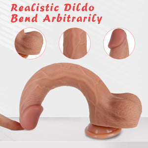 7.9 '' Silicone Realistic Dildos Sex Toy with Strong Suction Cup for Hands-Free, Flexible Lifelike Sex Toys, Anal Adult Harness