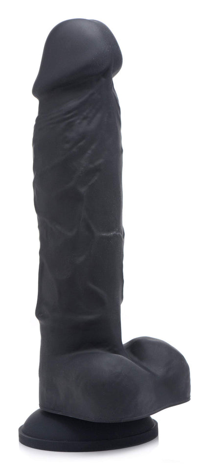 Strap U Power Pecker 7&quot; Silicone Dildo With Balls - Black,1 Count, 123312