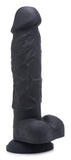 Strap U Power Pecker 7&quot; Silicone Dildo With Balls - Black,1 Count, 123312
