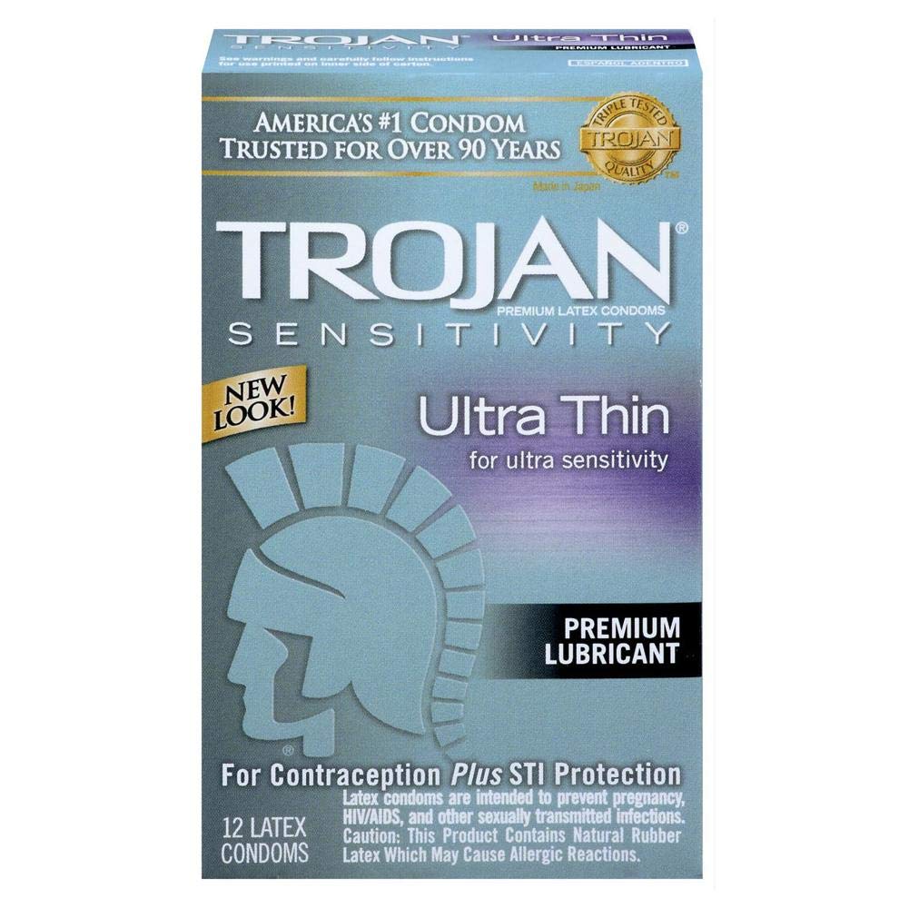 Trojan Ultra Thin Lubricated Latex Condom - 12 ea