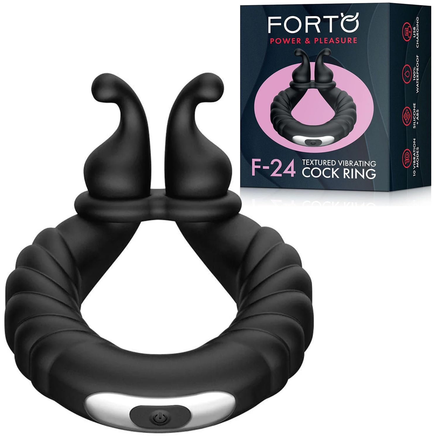 Forto F-24: Sili Textur Vib Cockring Bk