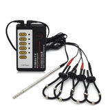 4-Ring Male Masturbation Adjustable Penis Ring with Beads Electric Shock Metal Urethral Plug Male Electric Shock Sex Toy