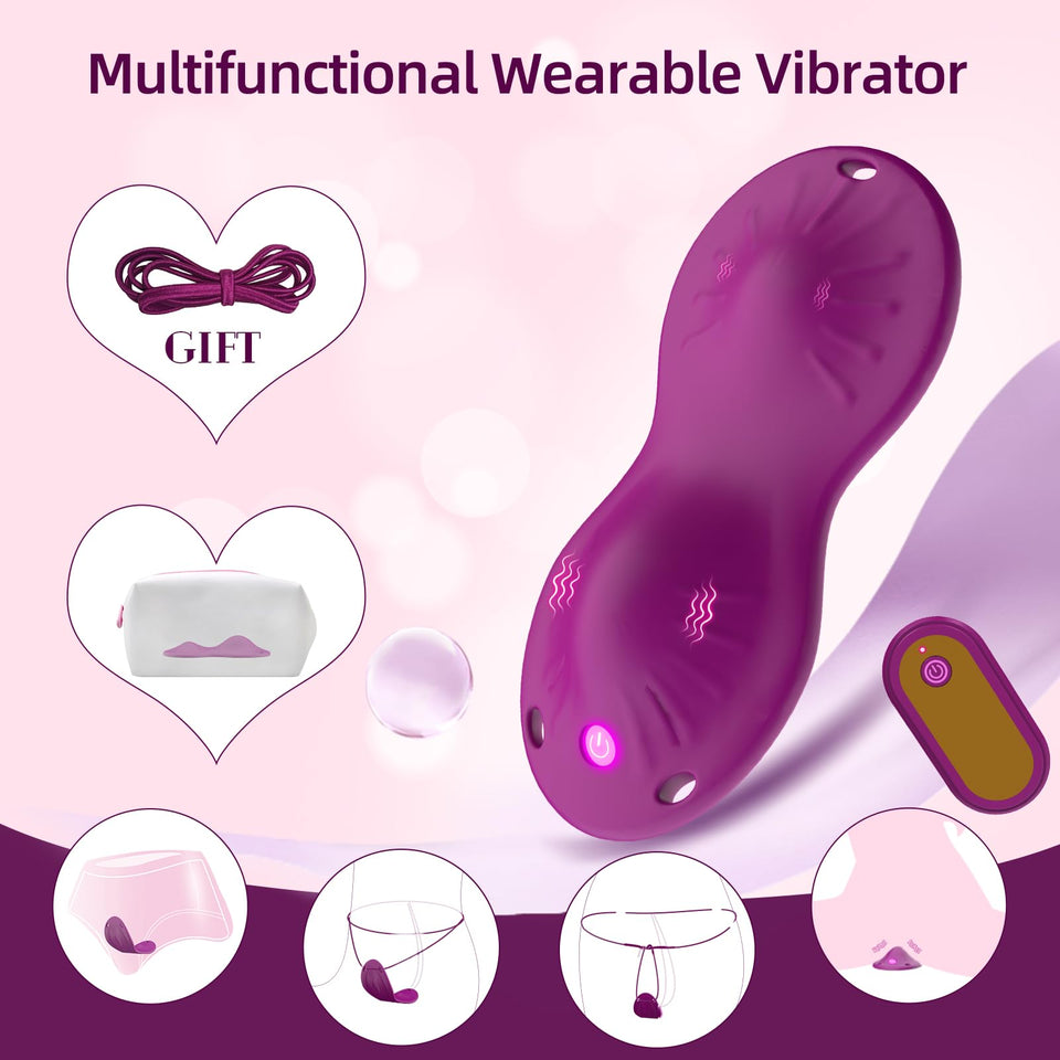 Wearable Panty Vibrators Sex Adult Toys and Games, Rose Women Mini Vibrator with 10 Vibration Modes Vibrating Panties Panty Clit