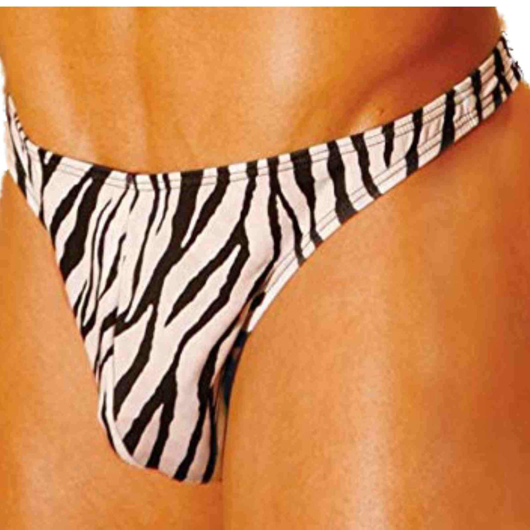 Elegant Moments Mens Zebra Print Thong - O/S - Zebra