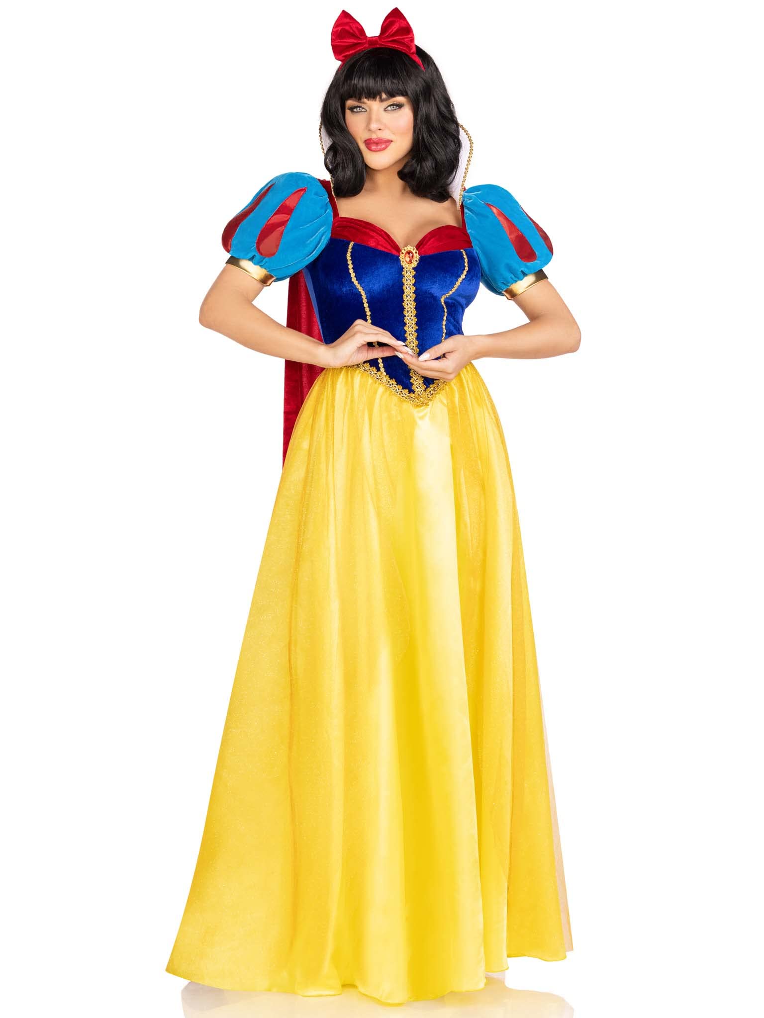 3 Pc Royal Miss Snow, Includes Classic Velvet And Satin Long Ball Gown With Braided Gold Trim And Stay Up Collar, Detachable Vel