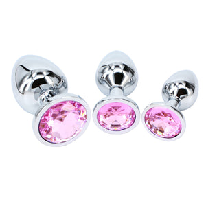 Eastern Delights 3 pcs Steel Attractive Butt Plug Anal BDSM Jewelry, 3 Size Same Color