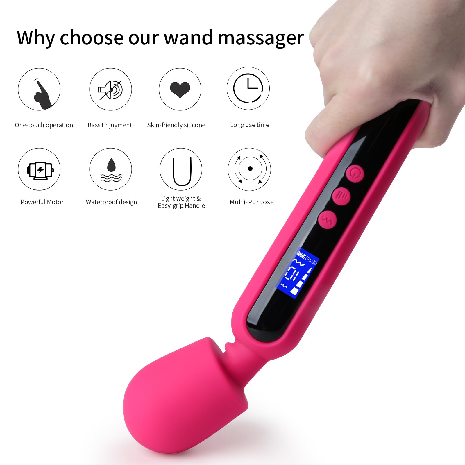 Vibrator Wand Adult Sex Toys & Games Vibrating Massager for Clitoral Stimulation Powerful Vibrator Pleasure with 10 Modes LCD Di