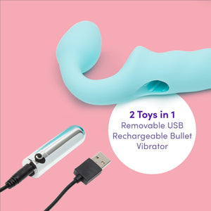 Lovehoney Strapless Strap On Vibrating Dildo - Flexible 7 Inch Dildo for Women - Curved Rippled Shaft for G-Spot Stimulation - R