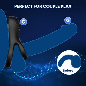 Vibrating Cock Ring with Clitoral Stimulator, Silicone Penis Ring Vibrator with 9 Vibration Modes, Rechargeable Adult Sex Toys &