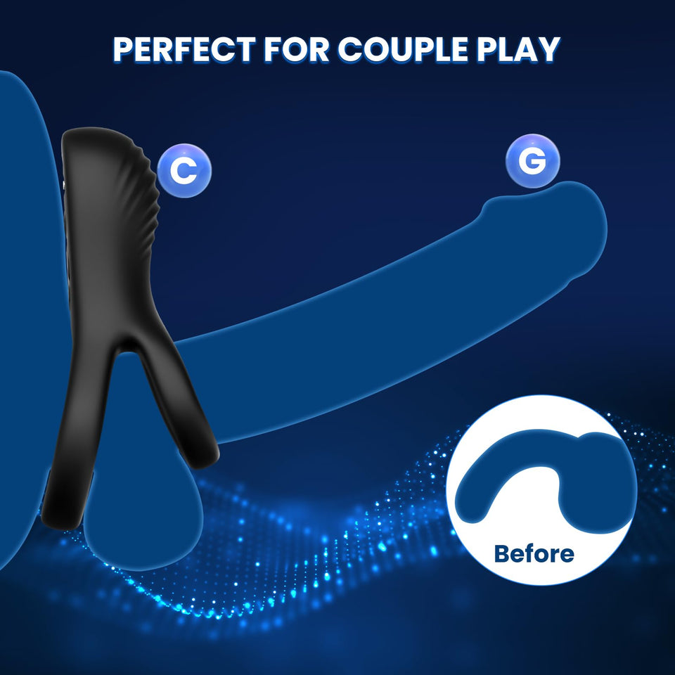 Vibrating Cock Ring with Clitoral Stimulator, Silicone Penis Ring Vibrator with 9 Vibration Modes, Rechargeable Adult Sex Toys &